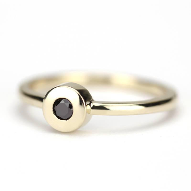 black diamond ring, minimalist engagement ring, engagement ring, dainty engagement ring, diamond ring, delicate ring, simple ring - NOOI JEWELRY