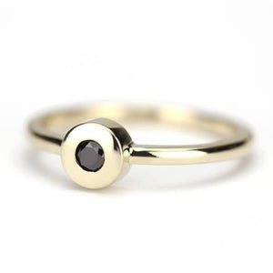 black diamond ring, minimalist engagement ring, engagement ring, dainty engagement ring, diamond ring, delicate ring, simple ring - NOOI JEWELRY