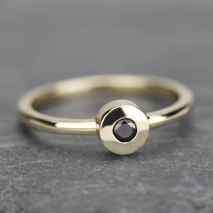 black diamond ring, minimalist engagement ring, engagement ring, dainty engagement ring, diamond ring, delicate ring, simple ring - NOOI JEWELRY