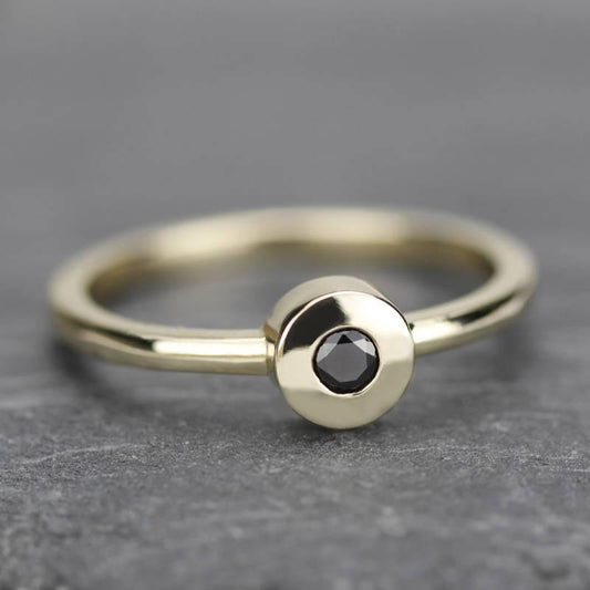 black diamond ring, minimalist engagement ring, engagement ring, dainty engagement ring, diamond ring, delicate ring, simple ring - NOOI JEWELRY