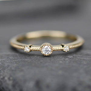 Three stones wedding band simple | Filigree wedding band - NOOI JEWELRY