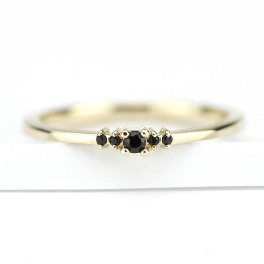 Cluster ring, Black diamond Engagement Ring, Dainty Engagement Ring, simple ring, symmetric Ring, thin ring, Delicate, Minimal Ring - NOOI JEWELRY
