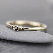 Load image into Gallery viewer, Cluster ring, Black diamond Engagement Ring, Dainty Engagement Ring, simple ring, symmetric Ring, thin ring, Delicate, Minimal Ring - NOOI JEWELRY