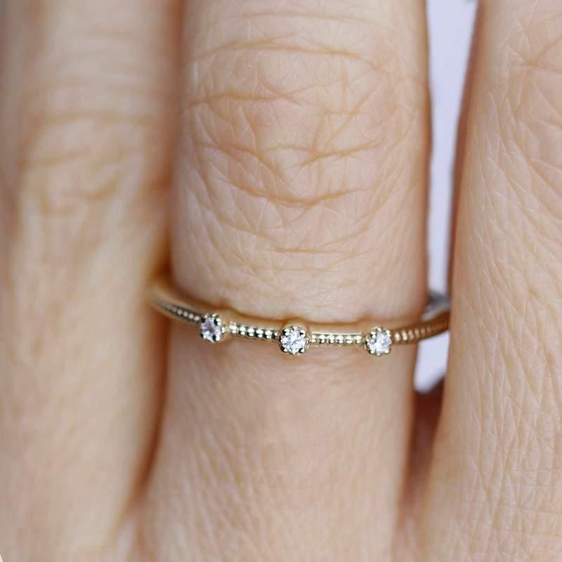 Cluster ring, Engagement Ring, delicate diamond ring, round engagement Ring, Symmetric Ring, Delicate Ring, black diamond ring - NOOI JEWELRY