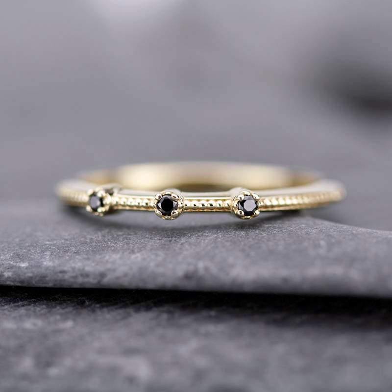 Cluster ring, Engagement Ring, delicate diamond ring, round engagement Ring, Symmetric Ring, Delicate Ring, black diamond ring - NOOI JEWELRY