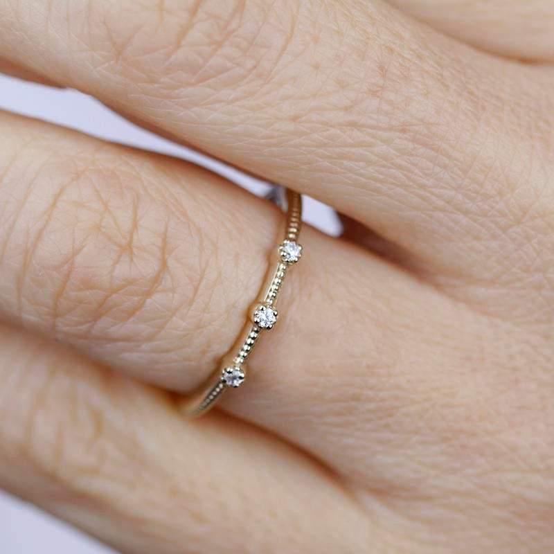 Cluster ring, Engagement Ring, delicate diamond ring, round engagement Ring, Symmetric Ring, Delicate Ring, black diamond ring - NOOI JEWELRY