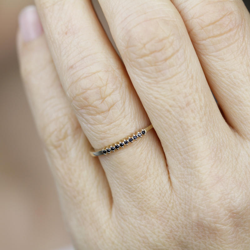 half eternity ring, eternity ring diamonds, black diamond ring, half eternity black diamonds, black diamonds eternity, wedding band diamonds - NOOI JEWELRY
