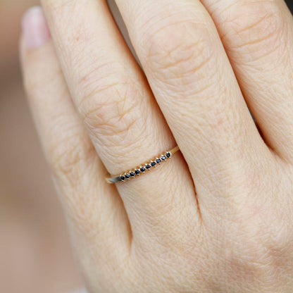 half eternity ring, eternity ring diamonds, black diamond ring, half eternity black diamonds, black diamonds eternity, wedding band diamonds - NOOI JEWELRY