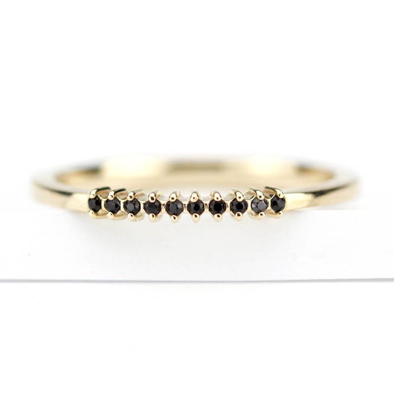 half eternity ring, eternity ring diamonds, black diamond ring, half eternity black diamonds, black diamonds eternity, wedding band diamonds - NOOI JEWELRY