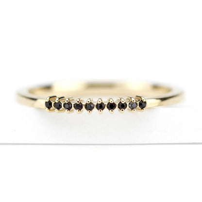 half eternity ring, eternity ring diamonds, black diamond ring, half eternity black diamonds, black diamonds eternity, wedding band diamonds - NOOI JEWELRY
