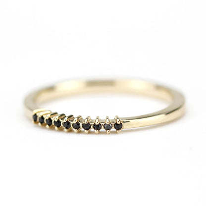 half eternity ring, eternity ring diamonds, black diamond ring, half eternity black diamonds, black diamonds eternity, wedding band diamonds - NOOI JEWELRY