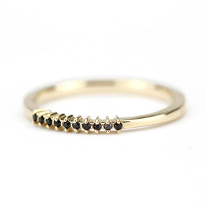 half eternity ring, eternity ring diamonds, black diamond ring, half eternity black diamonds, black diamonds eternity, wedding band diamonds - NOOI JEWELRY