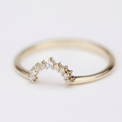 engagement ring, Diamond Wedding Band, Curved Wedding ring diamond | R188WB - NOOI JEWELRY