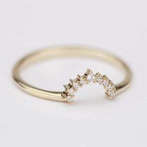 engagement ring, Diamond Wedding Band, Curved Wedding ring diamond | R188WB - NOOI JEWELRY