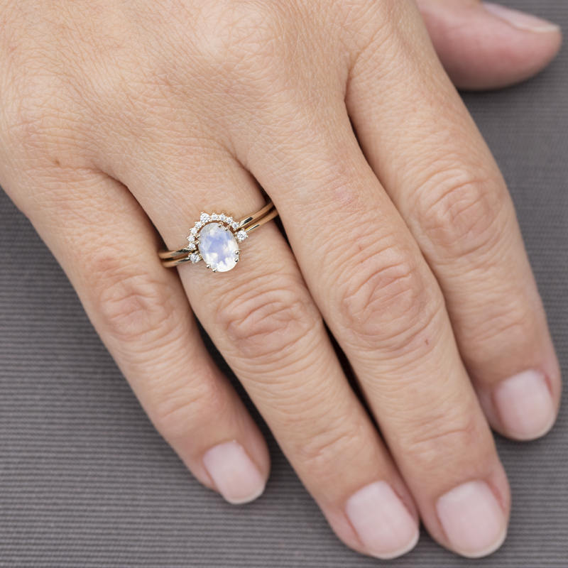 engagement ring, cluster ring, minimal ring, white diamonds, wedding ring diamonds, white topaz ring, oval engagement ring, delicate ring - NOOI JEWELRY