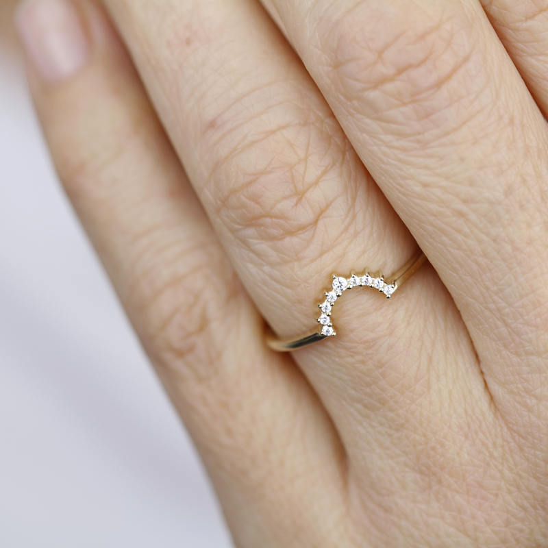 engagement ring, cluster ring, minimal ring, white diamonds, wedding ring diamonds, white topaz ring, oval engagement ring, delicate ring - NOOI JEWELRY