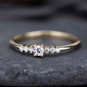 Round diamond engagement ring side stones | Diamond rings modern simple - NOOI JEWELRY