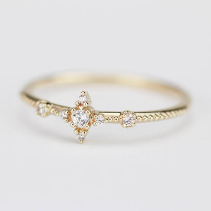 Diamond cluster engagement ring | Delicate engagement ring - NOOI JEWELRY