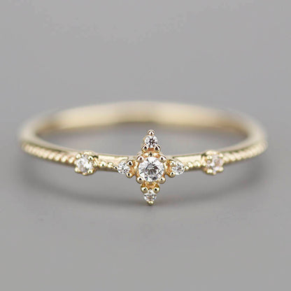 Diamond cluster engagement ring | Delicate engagement ring - NOOI JEWELRY