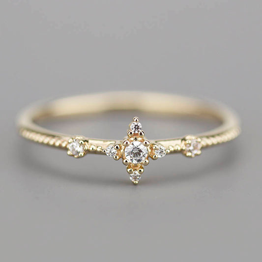 Diamond cluster engagement ring | Delicate engagement ring - NOOI JEWELRY