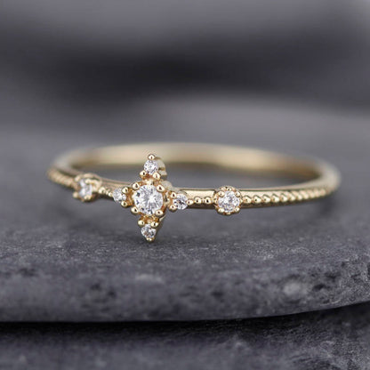 Diamond cluster engagement ring | Delicate engagement ring - NOOI JEWELRY
