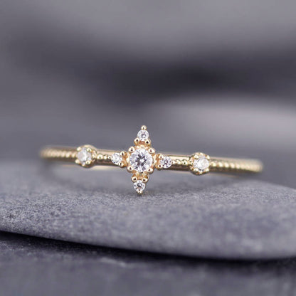 Diamond cluster engagement ring | Delicate engagement ring - NOOI JEWELRY