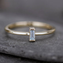 Load image into Gallery viewer, small baguette engagement ring |Blue topaz baguette ring - NOOI JEWELRY