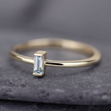 Load image into Gallery viewer, small baguette engagement ring |Blue topaz baguette ring - NOOI JEWELRY