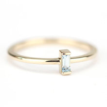 Load image into Gallery viewer, small baguette engagement ring |Blue topaz baguette ring - NOOI JEWELRY