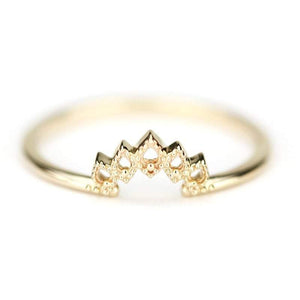 Curved Band, Curved Wedding Band, Gold Wedding Band, Crown Wedding Ring, Gold Curved Band, Wedding Ring Set, laces Band, nesting Rings - NOOI JEWELRY