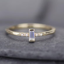 Load image into Gallery viewer, Baguette Ring, simple engagement ring, moonstone engagement ring, Staking Ring, Engagement Ring, diamond ring, cluster ring, minimalist ring - NOOI JEWELRY