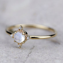 Load image into Gallery viewer, engagement ring moonstone, engagement ring, delicate ring, cluster ring, engagement ring diamond, diamond ring, minimalist ring, thin ring - NOOI JEWELRY