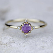 Load image into Gallery viewer, delicate engagement ring citrine and diamonds, rose cut citrine ring and diamonds - NOOI JEWELRY
