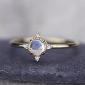 delicate engagement ring citrine and diamonds, rose cut citrine ring and diamonds - NOOI JEWELRY