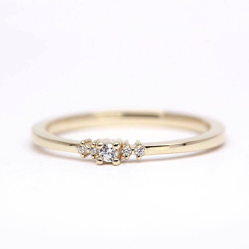 Diamond ring engagement simple classy | Small diamond cluster engagement ring - NOOI JEWELRY