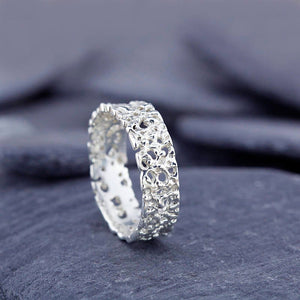 wedding band, sterling silver wedding band, gay wedding ring,his and hers, wedding ring, sterling silver band, silver band, organic band - NOOI JEWELRY
