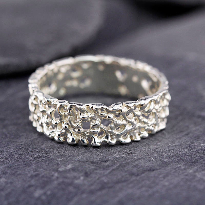 wedding band, sterling silver wedding band, gay wedding ring,his and hers, wedding ring, sterling silver band, silver band, organic band - NOOI JEWELRY