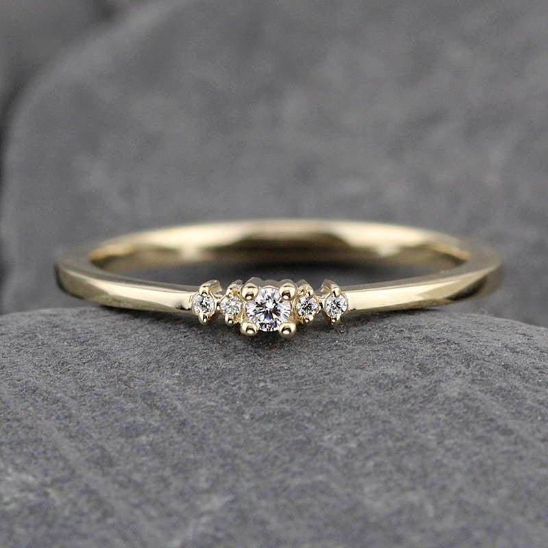 Diamond ring engagement simple classy | Small diamond cluster engagement ring - NOOI JEWELRY