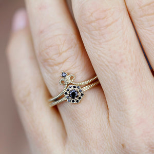 engagement ring, hexagonal ring, wedding band curved, black diamond engagement ring, diamond ring, wedding ring set, diamond, wedding ring - NOOI JEWELRY