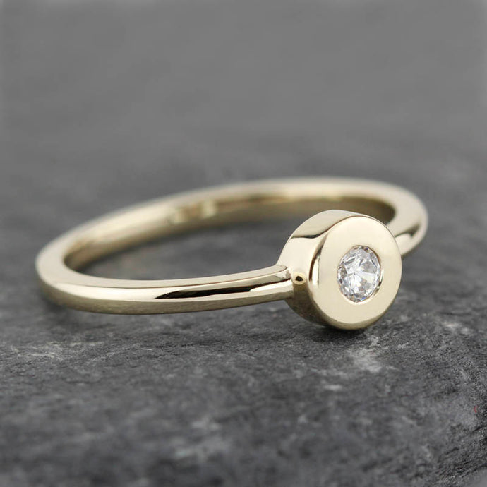 round diamond engagement rings bezel - NOOI JEWELRY