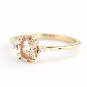 Oval morganite engagement ring simple, morganite engagement ring vintage - NOOI JEWELRY