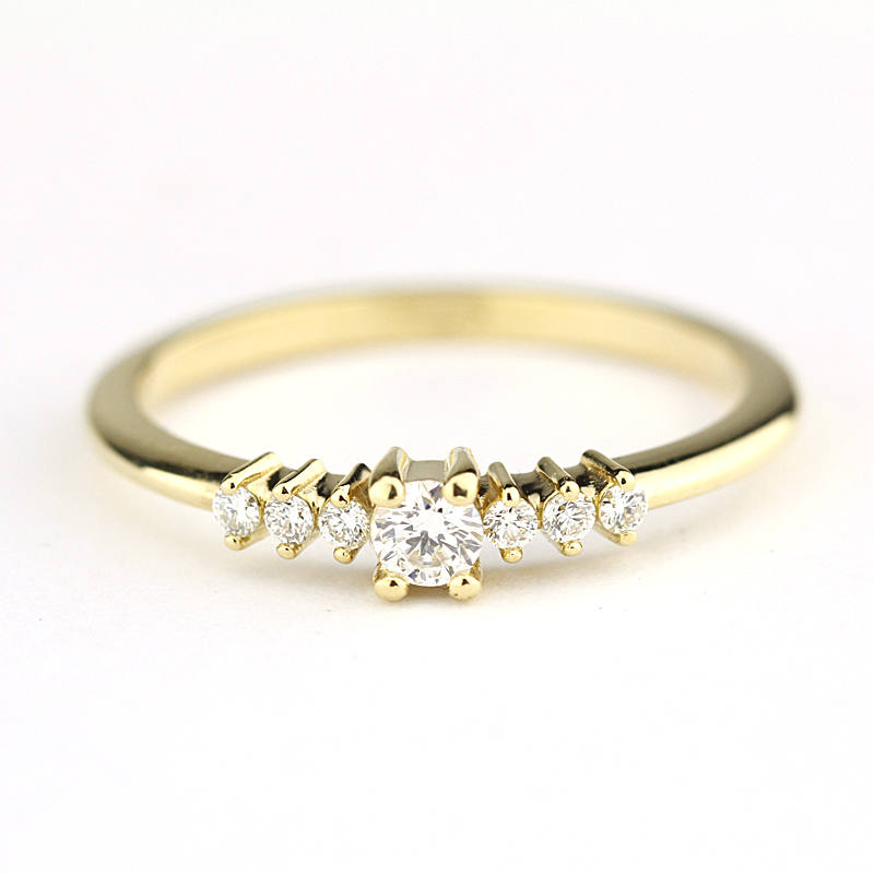 Round diamond engagement ring side stones | Diamond rings modern simple - NOOI JEWELRY