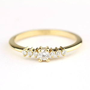 Round diamond engagement ring side stones | Diamond rings modern simple - NOOI JEWELRY