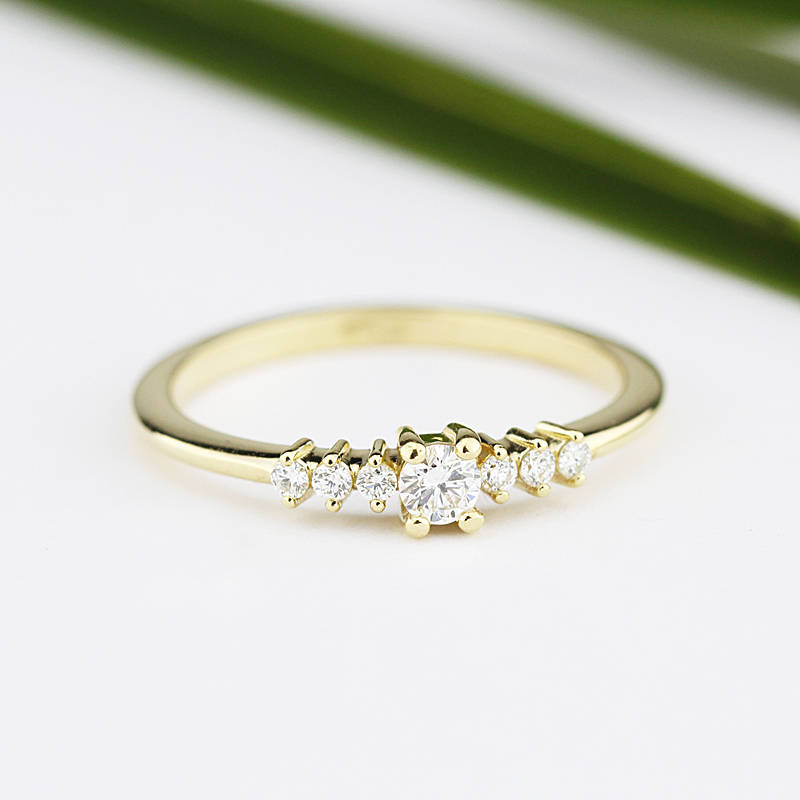Round diamond engagement ring side stones | Diamond rings modern simple - NOOI JEWELRY
