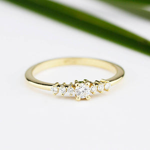 Round diamond engagement ring side stones | Diamond rings modern simple - NOOI JEWELRY