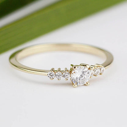 Engagement Ring, moissanite ring,  minimalist ring, moissanite engagement ring, delicate diamond ring, simple diamond ring, simple ring - NOOI JEWELRY
