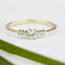Load image into Gallery viewer, Round diamond engagement ring side stones thin band | Diamond rings modern simple - NOOI JEWELRY