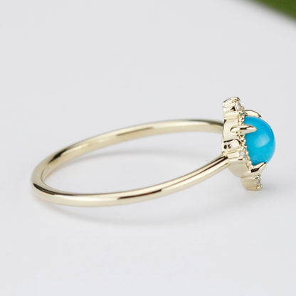 Turquoise and diamond ring, mini cluster ring diamond and turquoise - NOOI JEWELRY