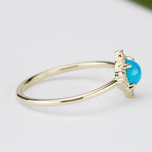Load image into Gallery viewer, Turquoise and diamond ring, mini cluster ring diamond and turquoise - NOOI JEWELRY