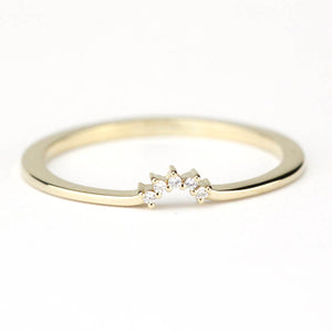 Diamond Wedding Band, Curved Diamond Wedding Band 18K Gold, Crown Wedding Ring, Nesting Rings, Curved Diamond Band, Wedding Ring Set - NOOI JEWELRY